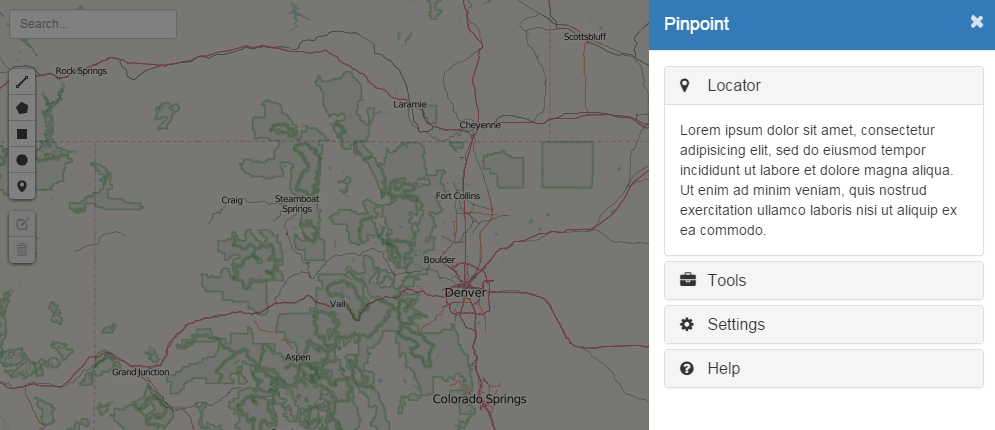 Pinpoint a GIS Desktop application with Vue.js